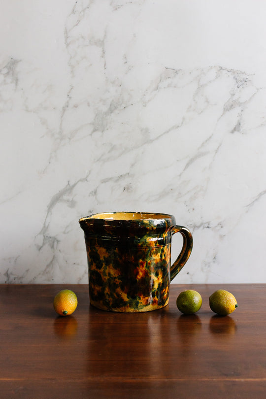 antique french "terre vernissée jaspée" pitcher
