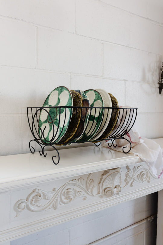 vintage french scrolled metal dish rack