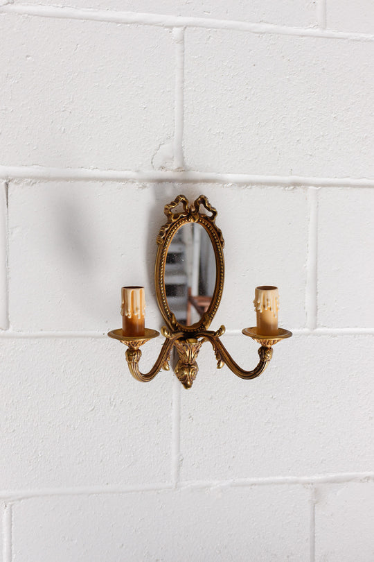 pair of vintage Louis XVI mirrored sconces