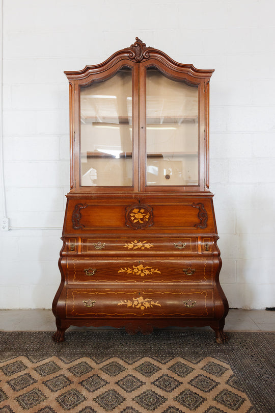 1920s dutch-style mahogany bureau bookcase