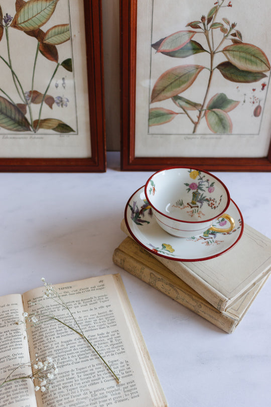 antique french limoges elite works chinoiserie handpainted tea cup