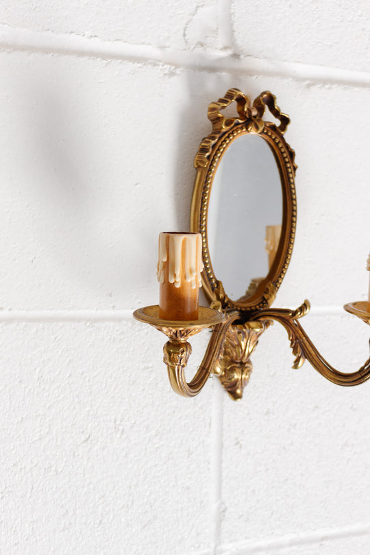 pair of vintage Louis XVI mirrored sconces