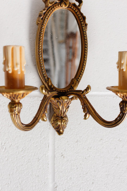 pair of vintage Louis XVI mirrored sconces