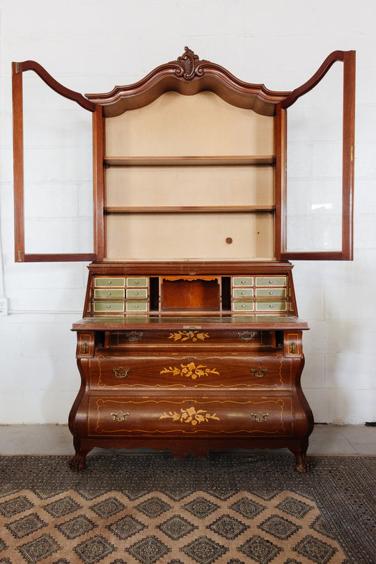 1920s dutch-style mahogany bureau bookcase