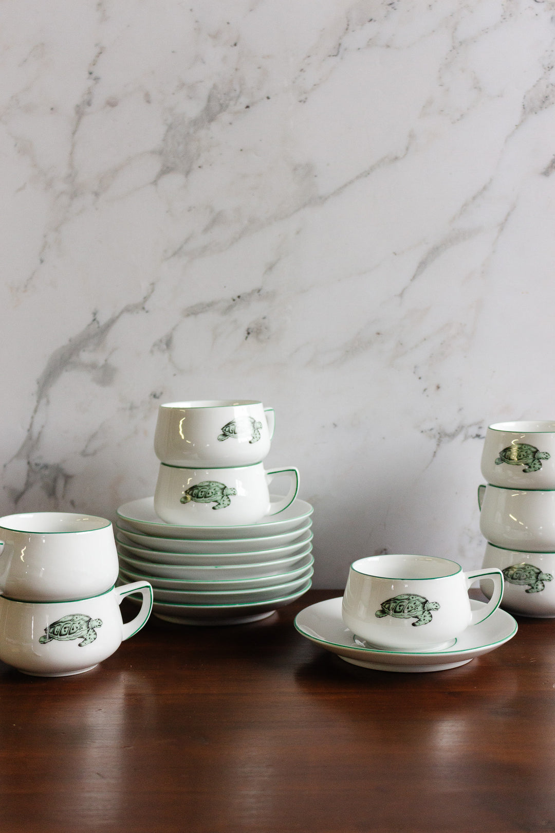 vintage thomas germany set of 8 porcelain teacups with Lacroix Turtle motif