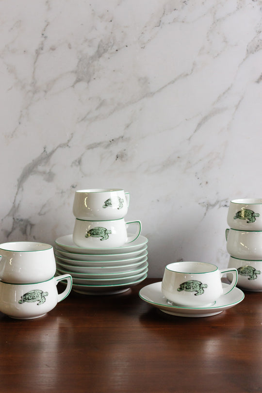 vintage thomas germany set of 8 porcelain teacups with Lacroix Turtle motif