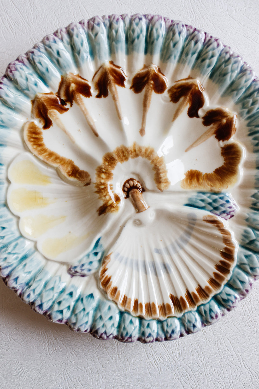 set of 3 antique french longwy majolica plates