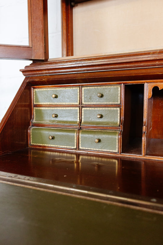1920s dutch-style mahogany bureau bookcase