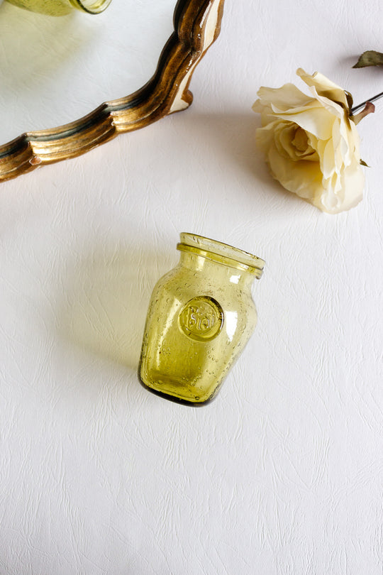 midcentury biot glass storage jar