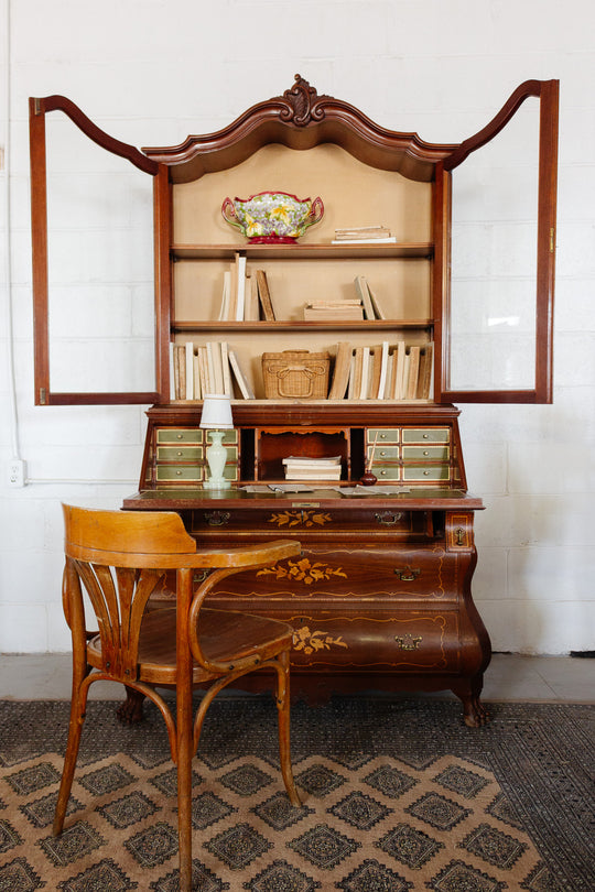 1920s dutch-style mahogany bureau bookcase