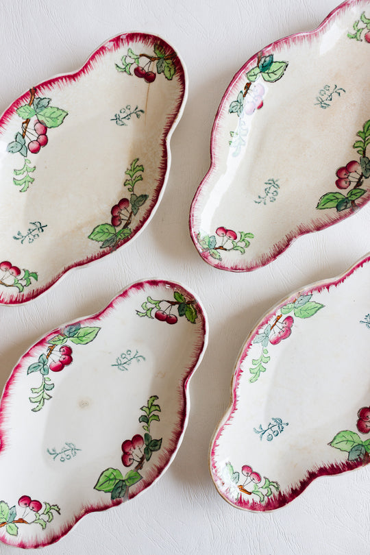 1900s longwy cherry "montmorency" raviers, set of 4