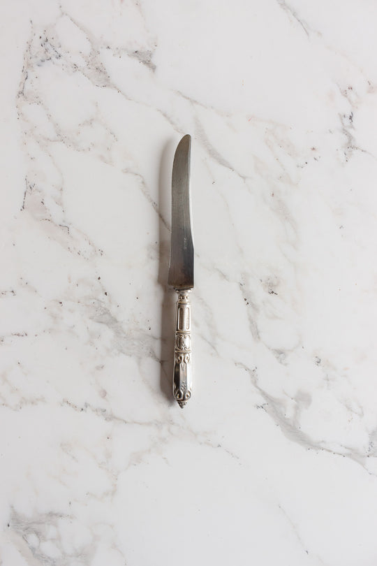 set of 5 antique french silver plate "paris" knives