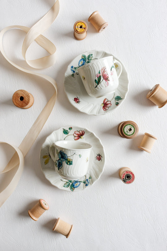 pair of villeroy and boch bouquet coffee cups and saucers