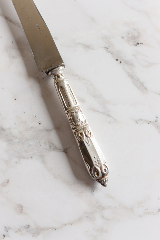 set of 5 antique french silver plate "paris" knives