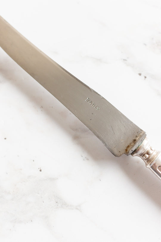 set of 5 antique french silver plate "paris" knives