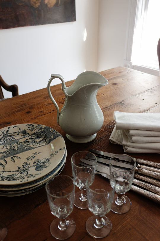 antique french creil et montereau ironstone pitcher