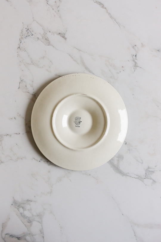 antique french longchamp green "basketweave" oyster plate