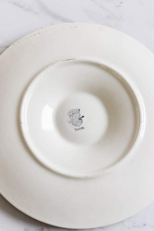 antique french longchamp green "basketweave" oyster plate