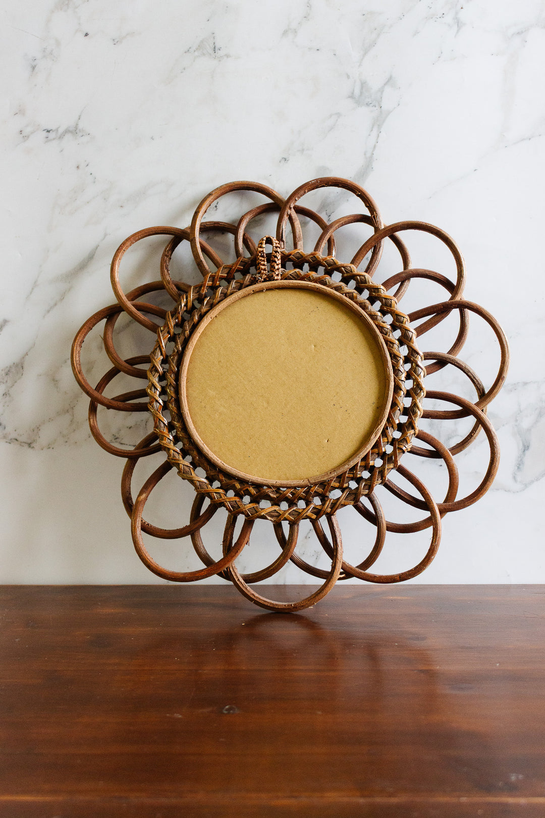 midcentury french bamboo and rattan mirror