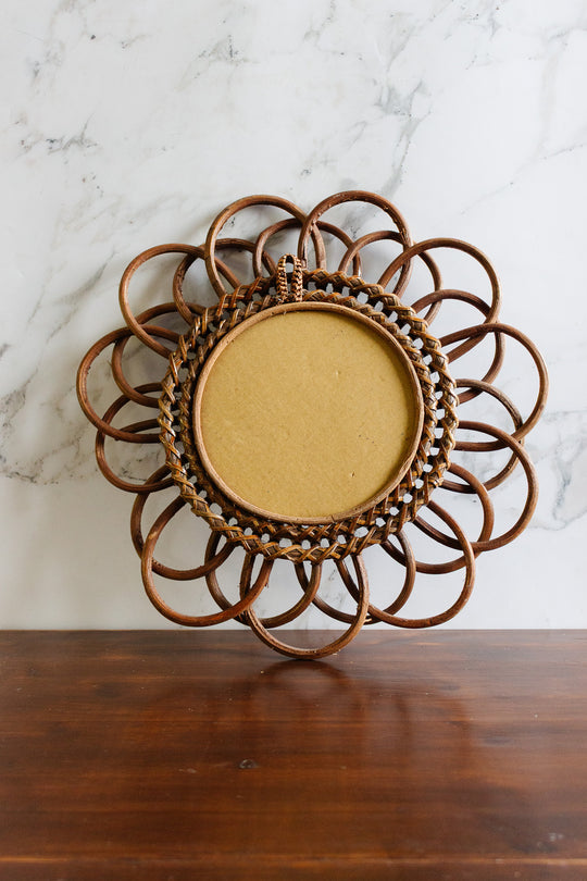 midcentury french bamboo and rattan mirror