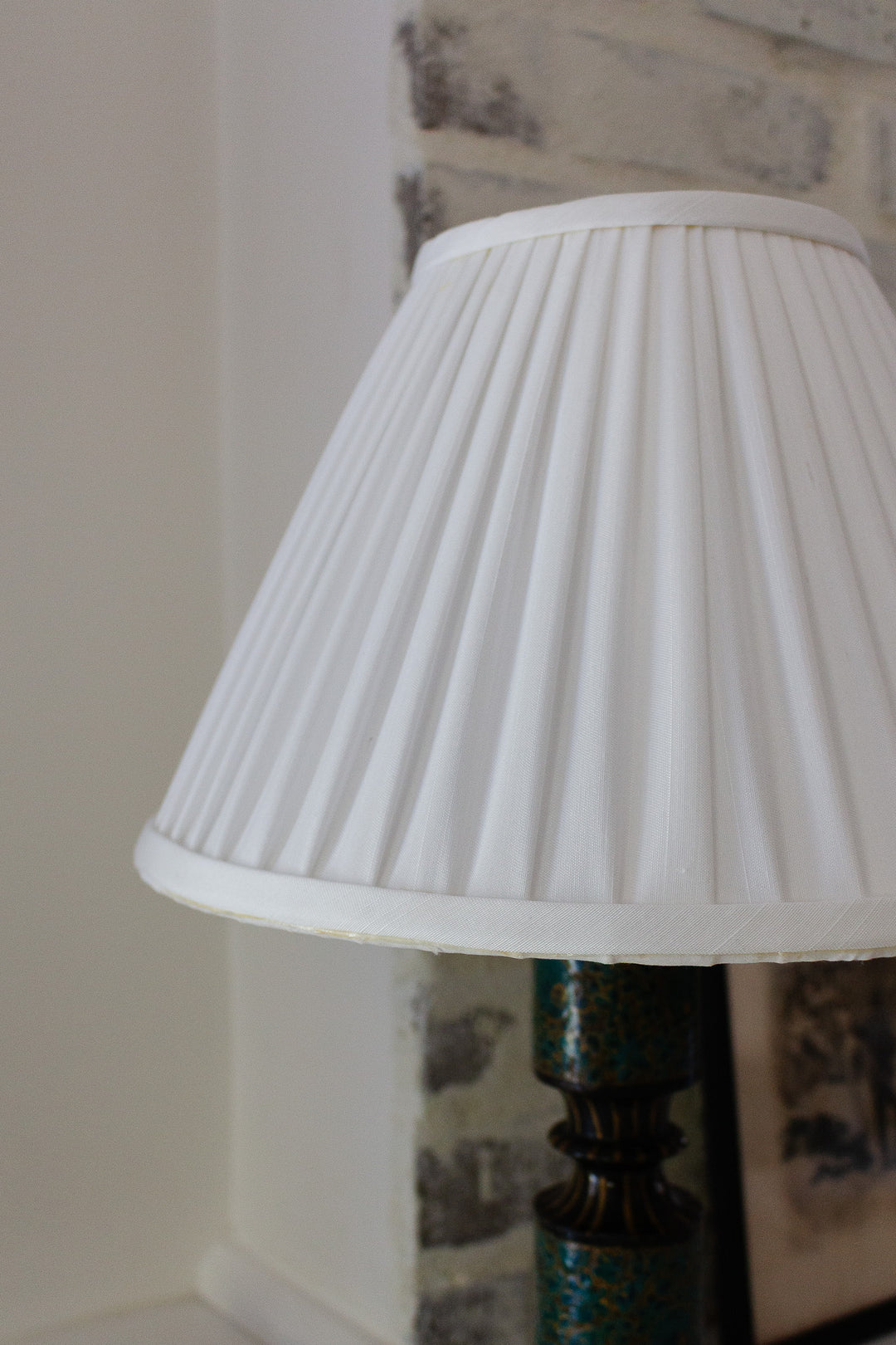 vintage french handpainted patterned wood lamp