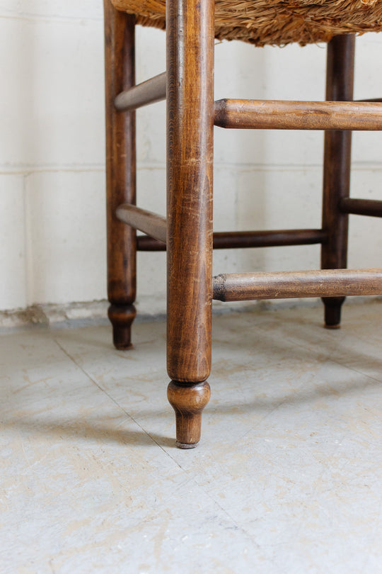 antique french rush seat ladderback chairs, set of 6