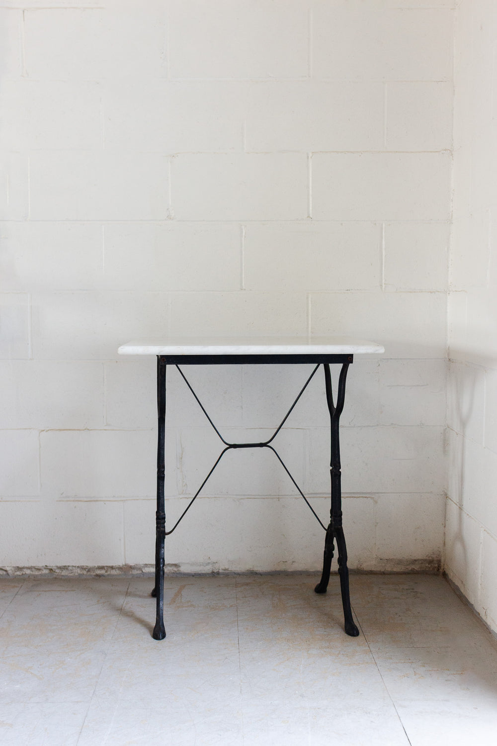 1930s french square marble bistro table