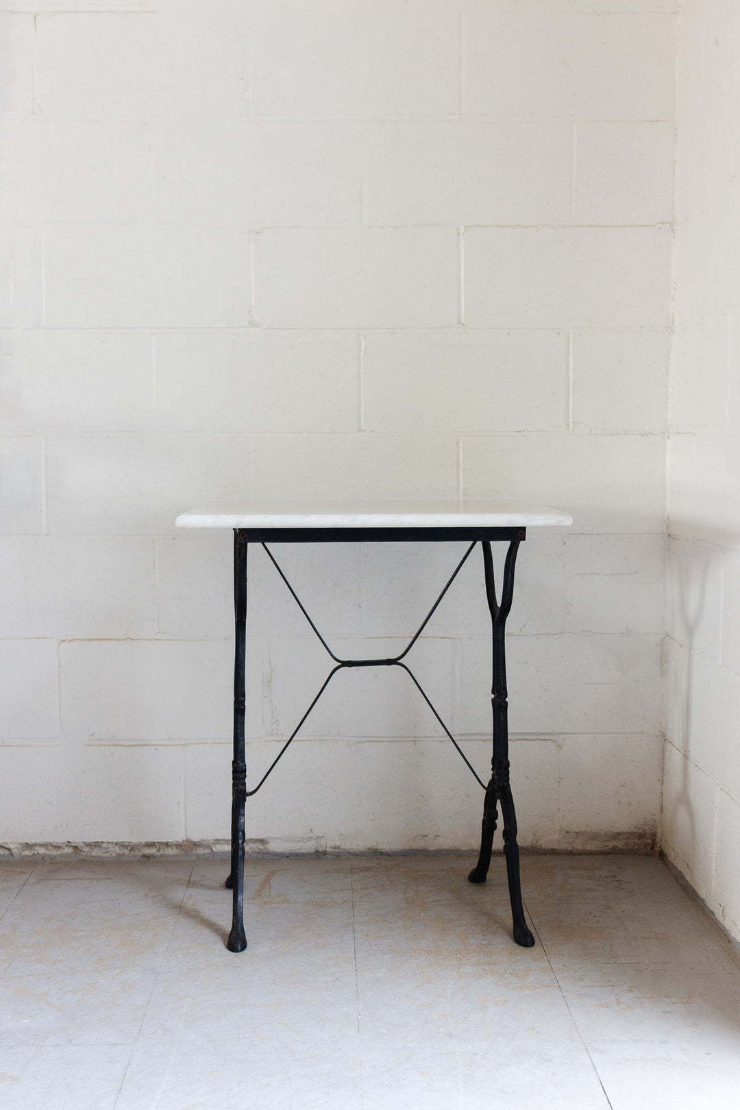 1930s french square marble bistro table