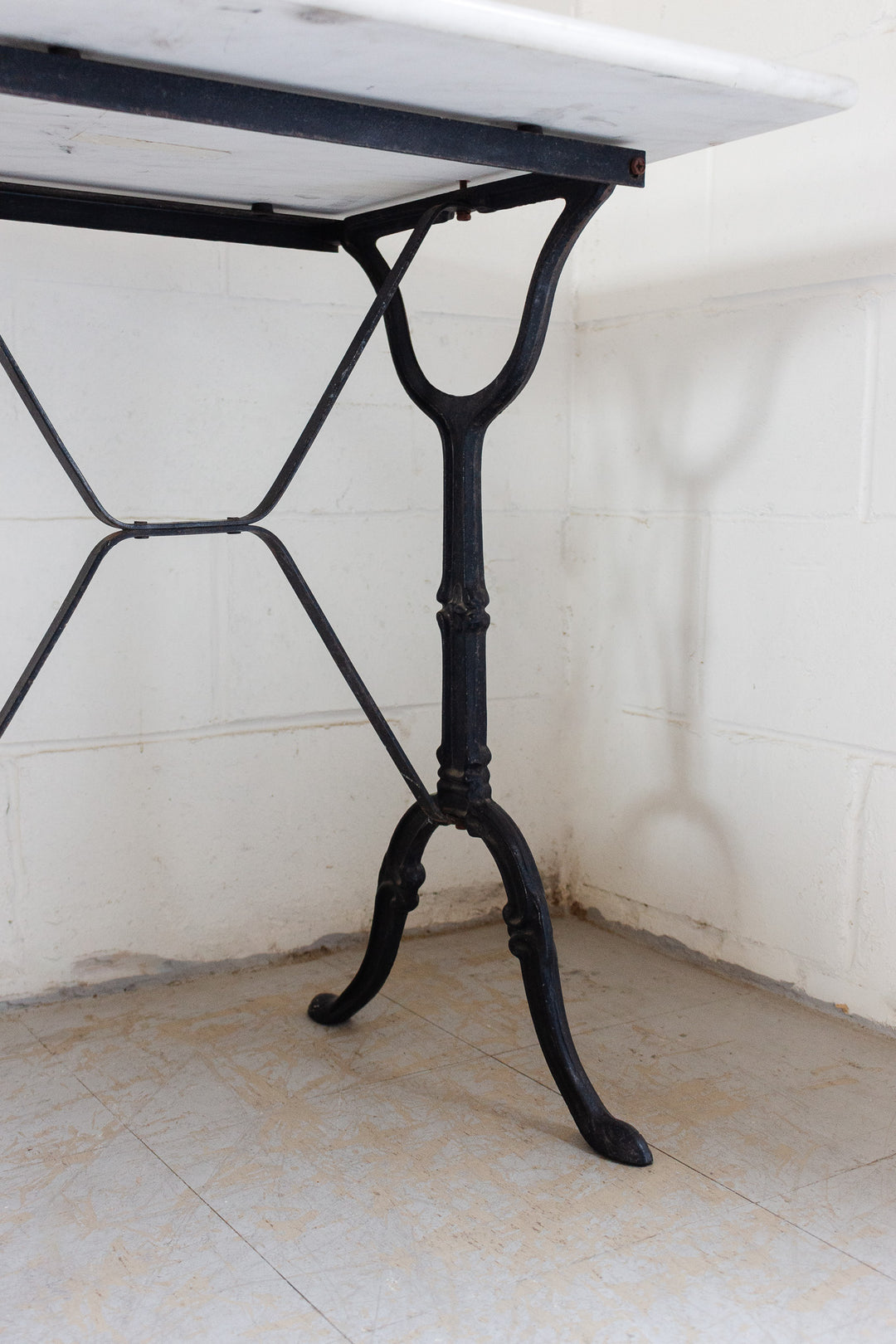 1930s french square marble bistro table