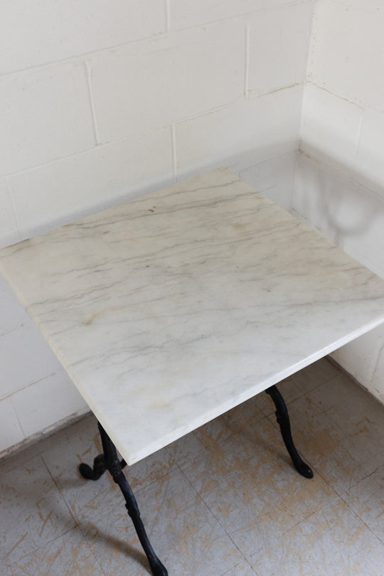 1930s french square marble bistro table