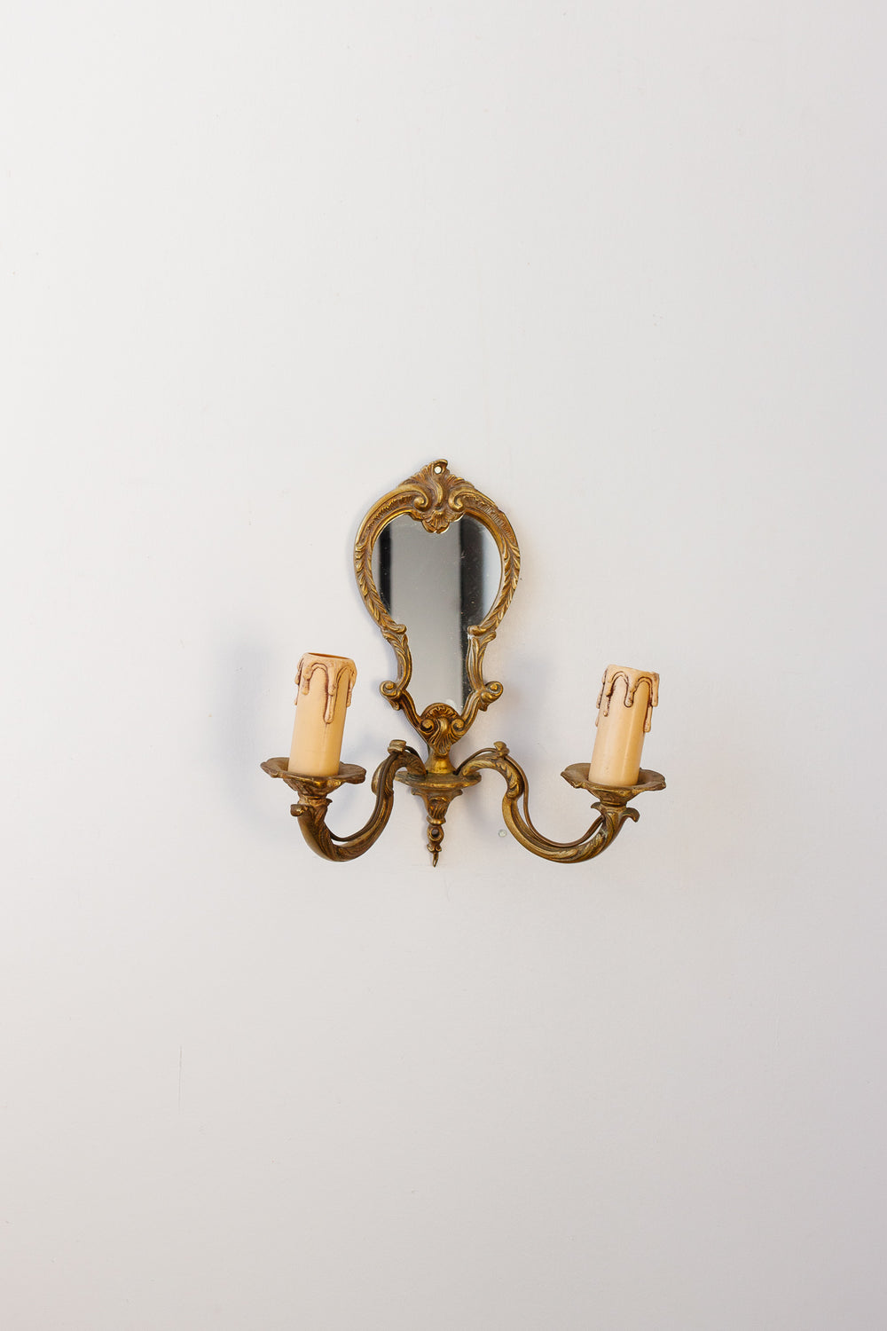 pair of 1930s French Rococo style mirrored sconces