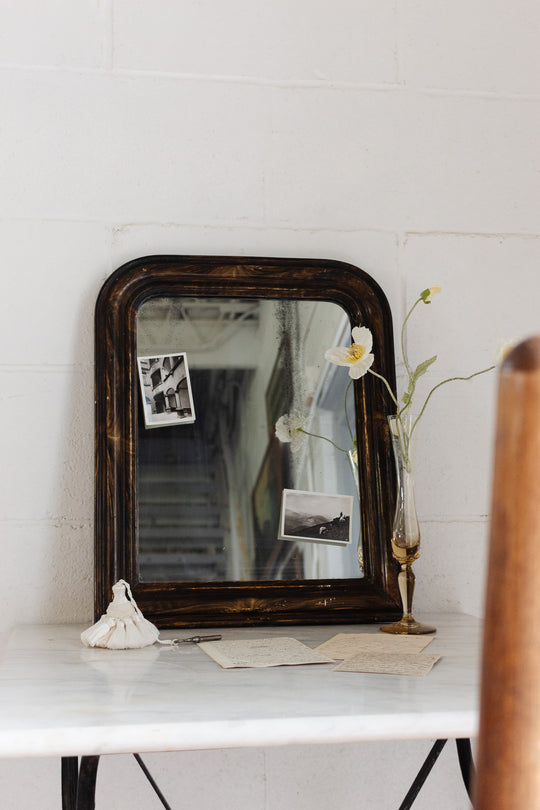 antique french wood grain louis philippe mirror