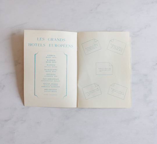 vintage "hotel ritz lizboa" stationary booklet and menu