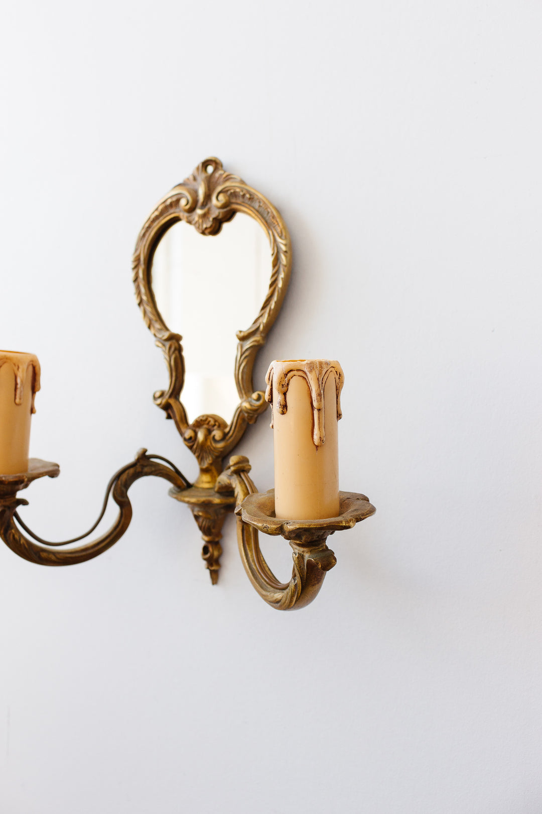 pair of 1930s French Rococo style mirrored sconces