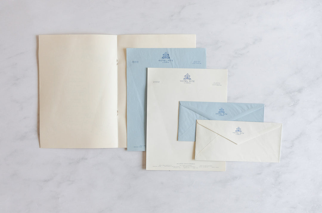 vintage "hotel ritz lizboa" stationary booklet and menu