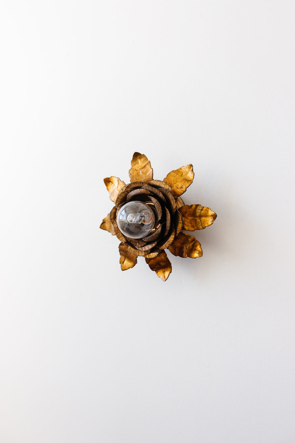 midcentury French gilt metal flower sconce, after Banci Firenze