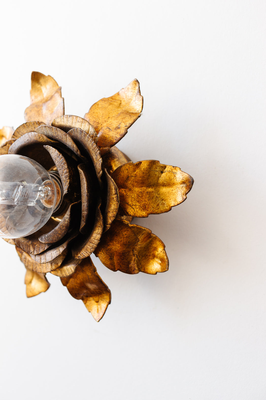 midcentury French gilt metal flower sconce, after Banci Firenze