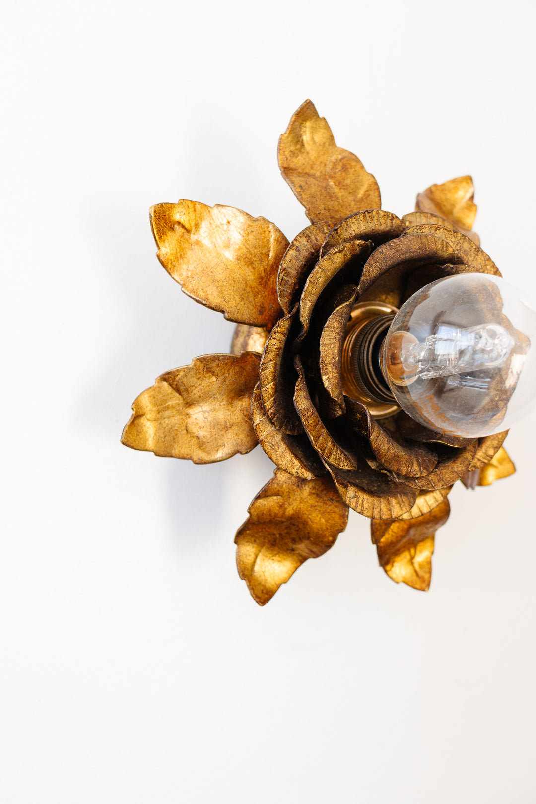 midcentury French gilt metal flower sconce, after Banci Firenze