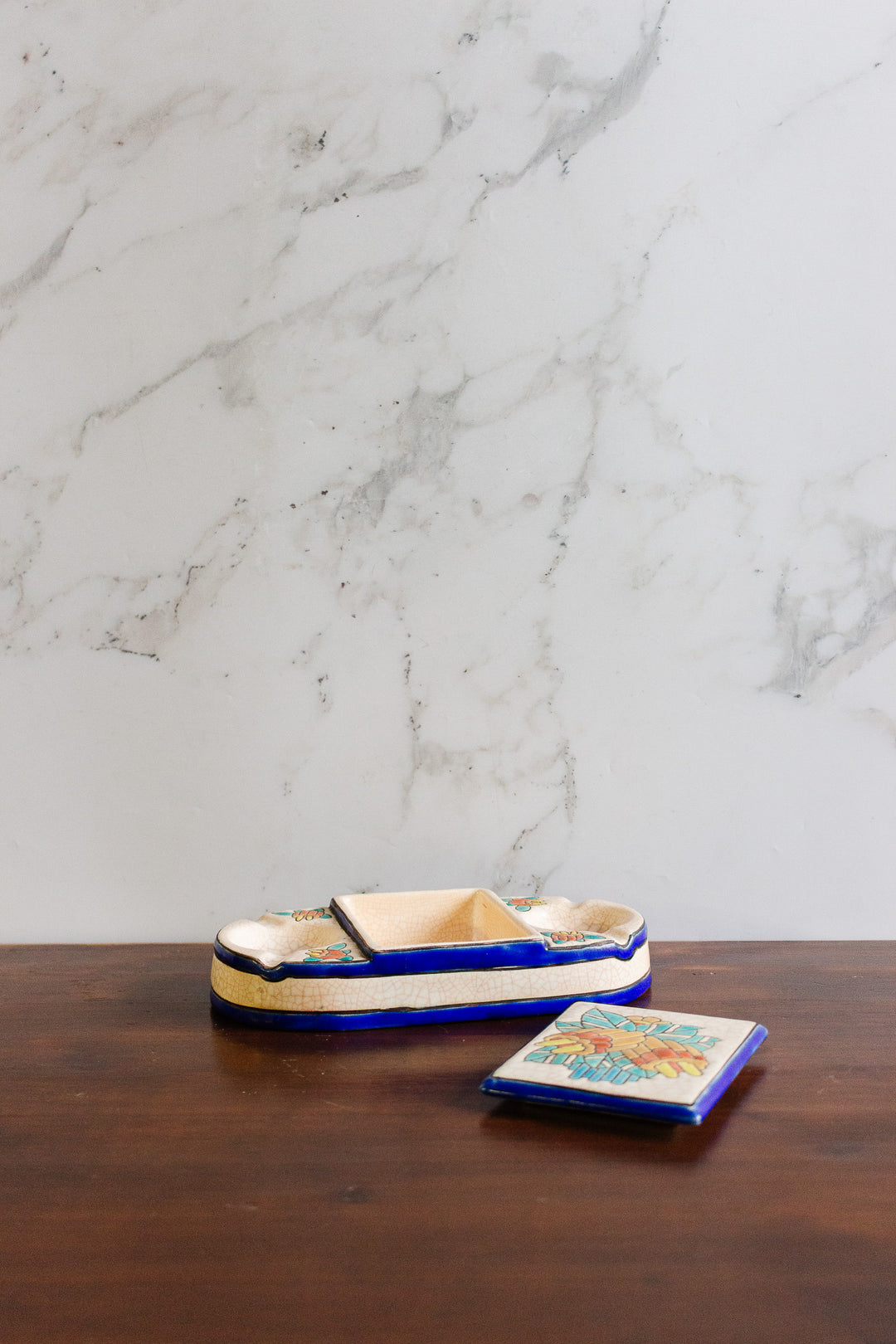 rare antique émaux de Longwy cendrier