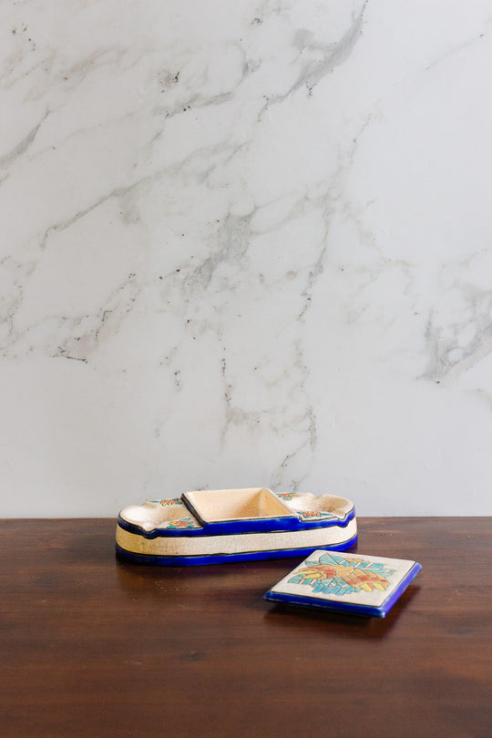 rare antique émaux de Longwy cendrier