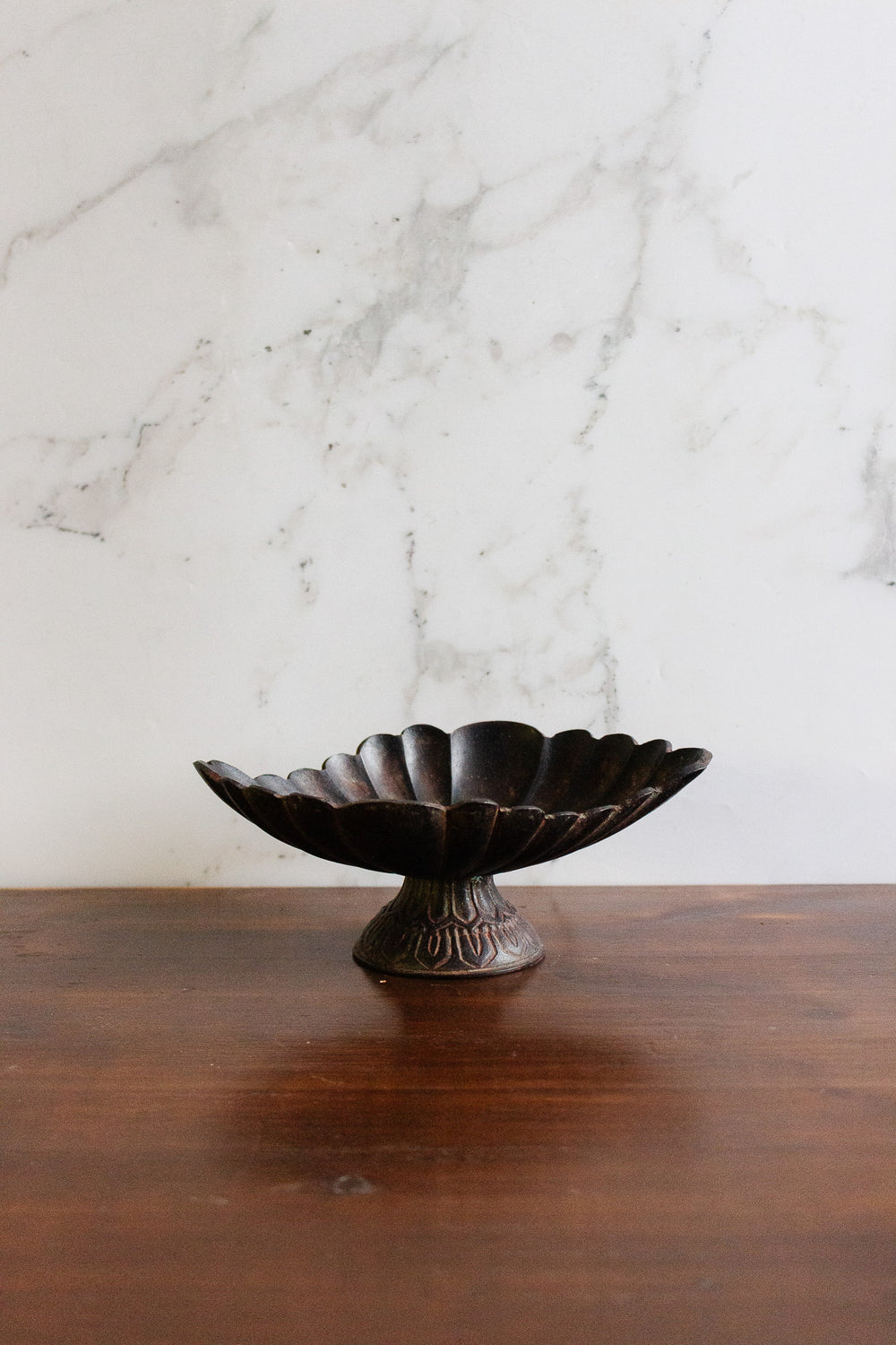 antique french cast metal pedestal dish