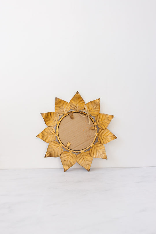 midcentury French sunburst mirror  with leaf “rays”