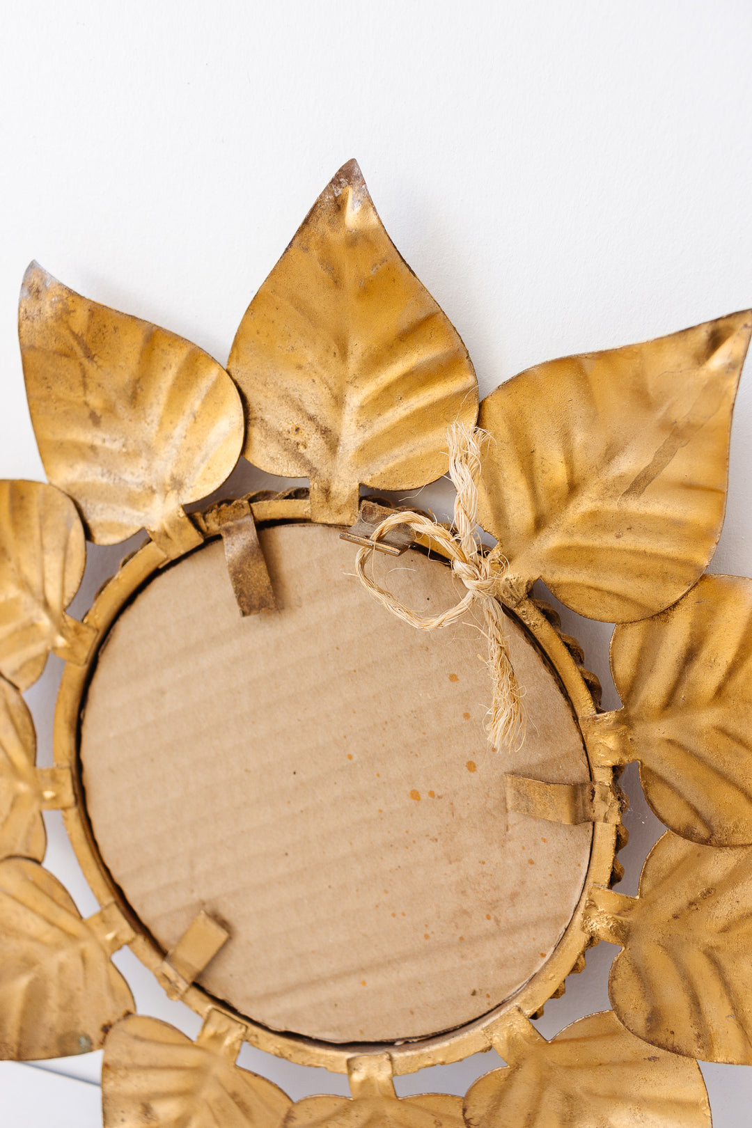 midcentury French sunburst mirror  with leaf “rays”