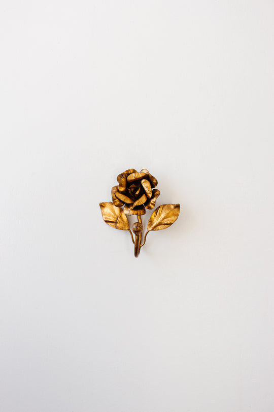 1960s Italian gilt tole rose hook