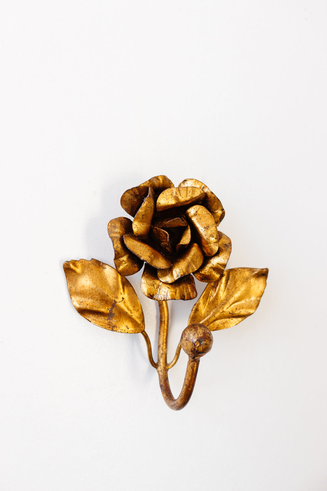 1960s Italian gilt tole rose hook