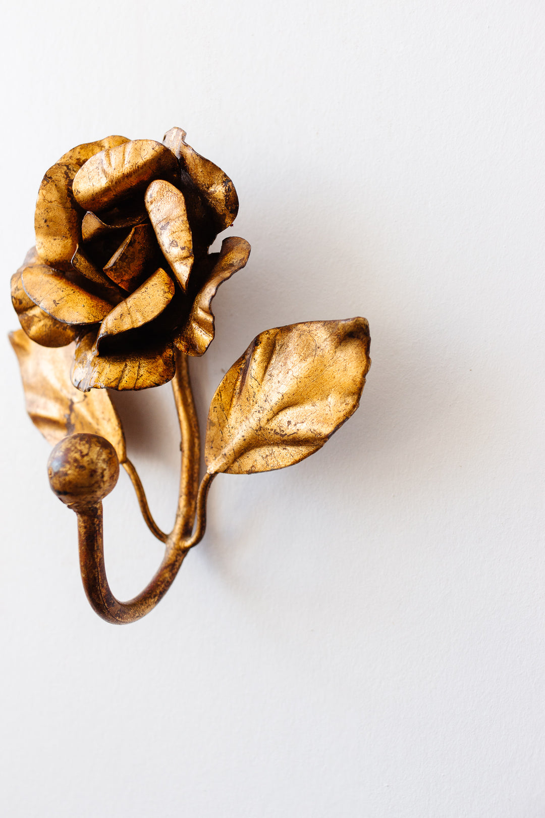 1960s Italian gilt tole rose hook