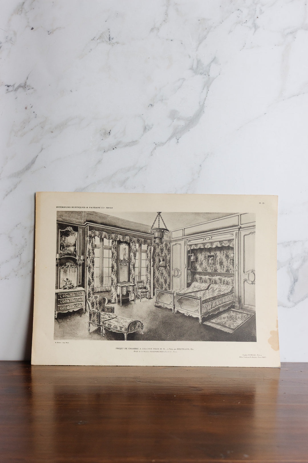 set of 3 1960s book plates - intérieurs rustiques et paysans