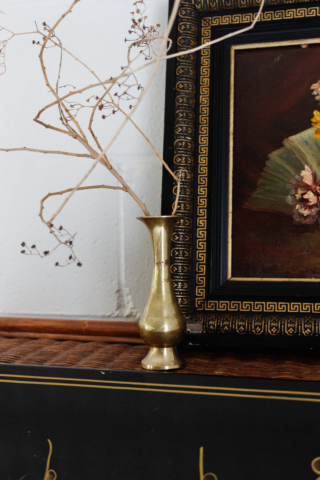vintage french etched brass vase