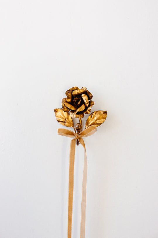 1960s Italian gilt tole rose hook