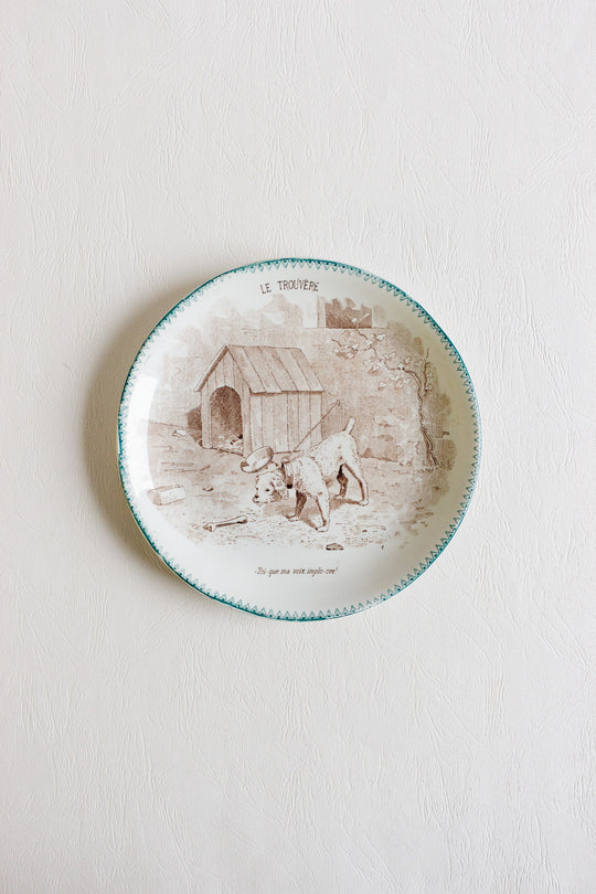 set of 4 antique french digoin sarreguemines talking plates